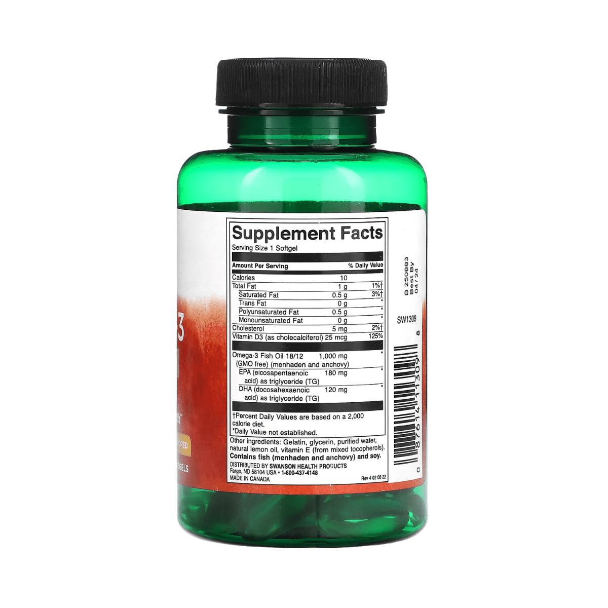 Swanson Omega - 3 Fish Oil con Vitamina D – 60 cápsulas - Süpp